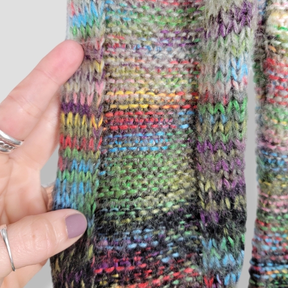 Y2K Vintage Open Knit Space-Dye Sweater Dress Rainbow, Black - Picture 8 of 15